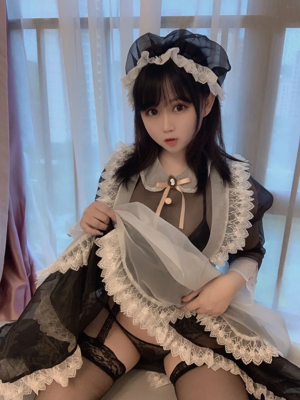 王馨瑶yanni写真作品与视觉系列归档 王馨瑶yanni黑白蕾丝服装造型写真