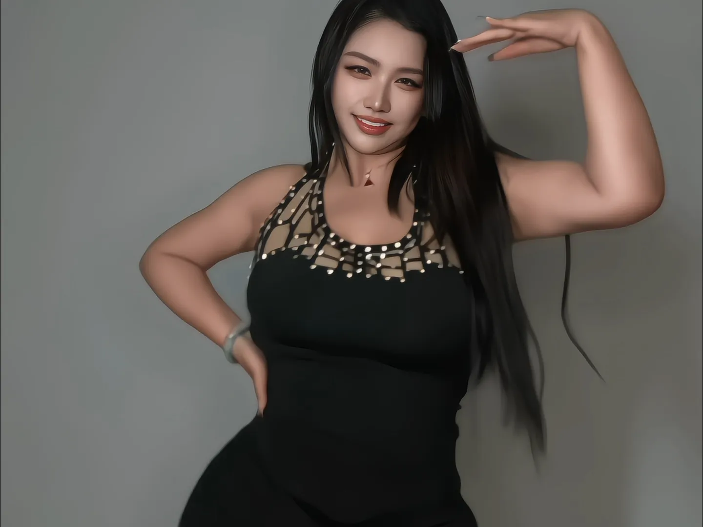 摄影系列与作品归档 黑色服装长发造型室内照片