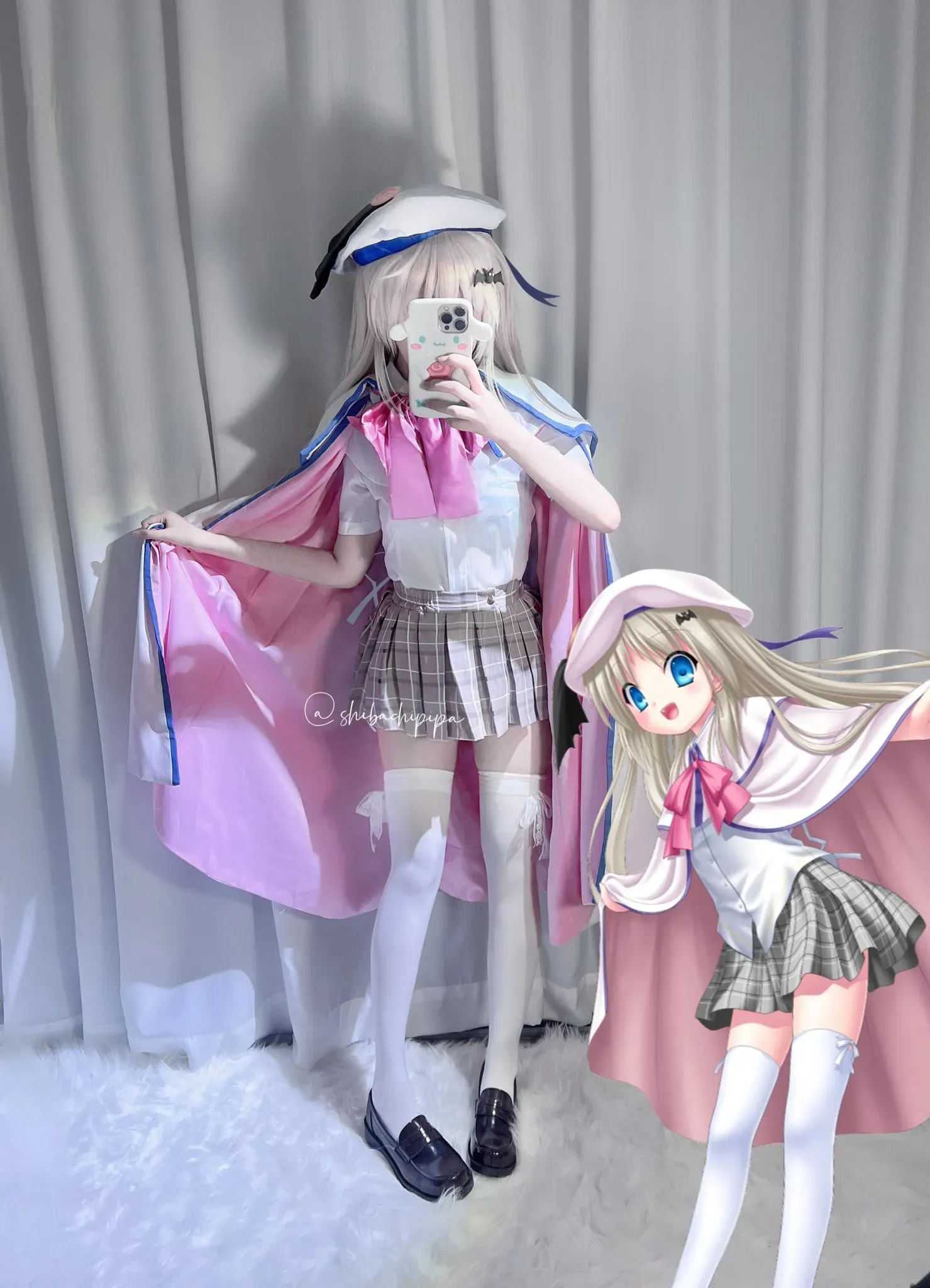cosplay摄影系列作品归档 身穿粉白蓝色系cosplay服装的室内造型照片