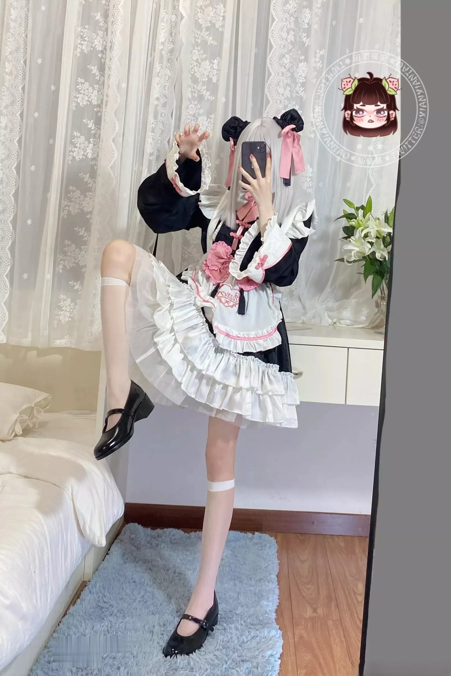 cosplay写真视觉图集与摄影系列归档 黑白女仆风格服装造型照片